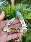 Limited Edition Case Amber Bone Lumbee Canoe Pocketknife